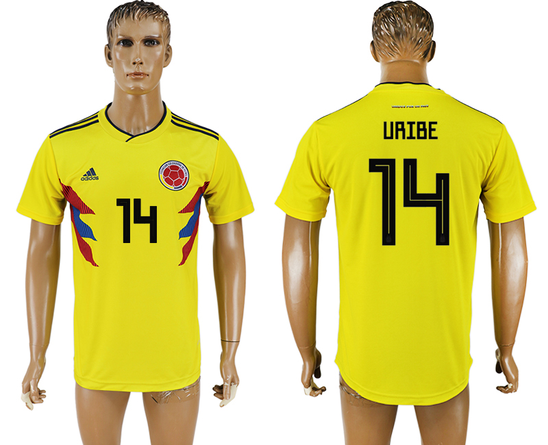 2018 world cup Maillot de foot COLUMBIA #14 URIBE YELLOW